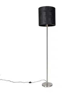 Stojaci lampy Moderní stojací lampa ocelová černá látkové stínítko 40 cm - Simplo