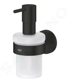 Dávkovače mýdla GROHE Essentials Dávkovač mýdla s držákem, matné sklo/matná černá 1022572430