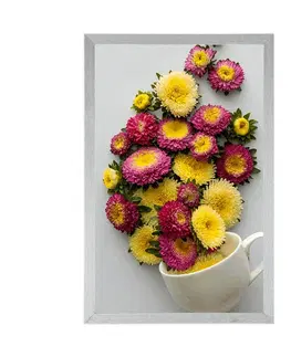 Vázy Plakát šálek plný květin
