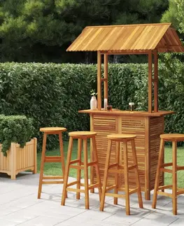 Barové židle Zahradní barový set 5 ks Dekorhome Kulatý
