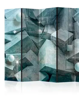 Paravány Paraván Concrete Cubes (Green) Dekorhome 225x172 cm (5-dílný)