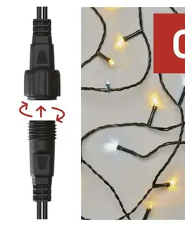 LED řetězy EMOS Standard LED spojovací vánoční řetěz, 10 m, venkovní, teplá/studená bílá D1AN01