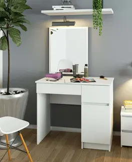 Toaletní stolky Ak furniture Kosmetický stolek se zrcadlem P-2 II 90x50 cm bílý pravý
