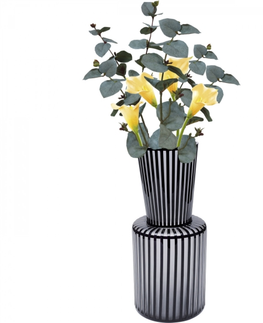 Skleněné vázy KARE Design Černo-bílá skleněná váza Roulette 41cm