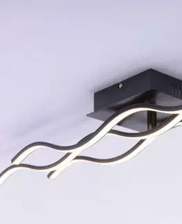 Designová stropní svítidla LEUCHTEN DIREKT is JUST LIGHT LED stropní svítidlo, design vlny, černá 3000K LD 15166-18