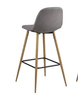 Barové židle Dkton Designová barová židle Nayeli světle šedá Calle a přírodní