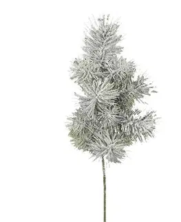 Květiny Umělá zasněžená větev Borovice s glitry, 55 cm