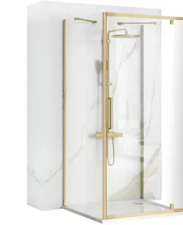 Sprchové zástěny REA/S Rohový sprchový kout RAPID SWING Brush Gold Dveře: 100 x Sprchová zástěna: 80 KPL-02523