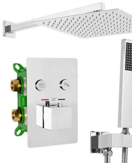 Sprchy a sprchové panely Podomítková sprchová sada REA FENIX DAVIS s termostatem + box chromovaná