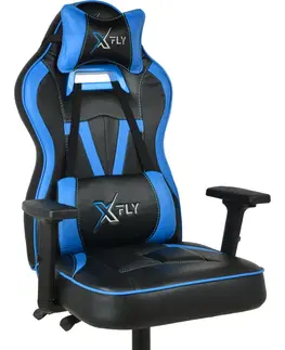 Kancelářské židle a křesla Kancelářské herní křeslo XFLY modré černé