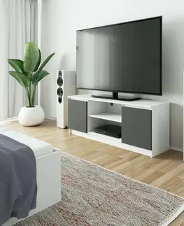 TV stolky Ak furniture TV stolek Beron 140 cm bílý/grafit šedý