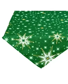 Ubrusy Ubrus Vánoční, Zářivé hvězdy, zelené 40 x 85 cm
