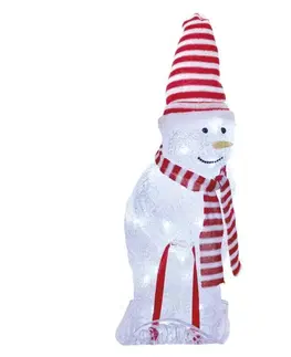 Interiérové dekorace EMOS LED vánoční sněhulák s čepicí a šálou, 46 cm, venkovní i vnitřní, studená bílá DCFC19
