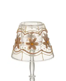 Svícny Skleněný svícen ve tvaru stolní lampičky - 10*10*18 cm J-Line by Jolipa 76208