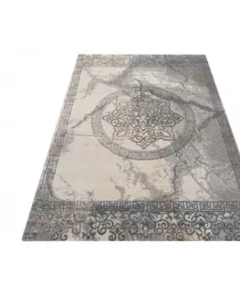Moderní koberce Šedý koberec se vzorem mandaly