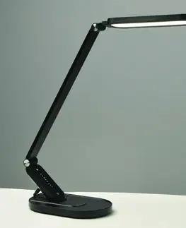 Stolní lampy do kanceláře ACA Lighting stolní lampa LED 10W 800lm FRITZ černá CCT + stmívatelné + dotykový vypínač + USB nabíječka SF20203LEDBK