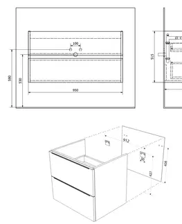 Koupelnový nábytek SAPHO FILENA umyvadlová skříňka 95x51,5x43cm, dub FID1210D