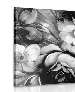 Černobílé obrazy Obraz impresionistický svět květin v černobílém provedení