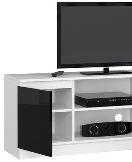 TV stolky Ak furniture TV stolek Beron 140 cm černý lesk/bílý