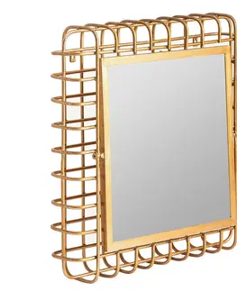 Luxusní a designová zrcadla Estila Luxusní zlaté art deco otočné nástěnné zrcadlo Philip s rámem s drátěným designem 76 cm