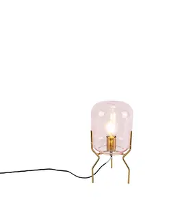 Stolni lampy Art Deco stolní lampa mosaz růžové sklo - Bliss