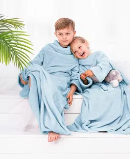 Dětské deky Decoking Deka s rukávy Lazy Kids modrá, 90 x 105 cm