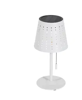 Stolni lampy Venkovní stolní lampa bílá včetně LED 3-stupňové stmívatelné dobíjecí a solární - Ferre