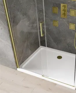 Sprchové vaničky MEXEN/S Omega sprchový kout posuvný 110x100 cm, sklo transparent, zlatá + vanička 825-110-100-50-00-4010