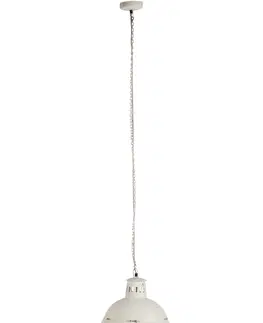 Svítidla Bílá závěsná kovová lampa s patinou - 45*45*55 cm J-Line by Jolipa 71026