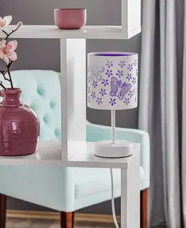 Stolní lampy na noční stolek ONLI Stolní lampa Titilla v bílé barvě s fialovým stínidlem uvnitř