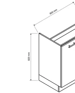 Kuchyňské linky Expedo Kuchyňská skříňka dřezová OREIRO D80 ZL, 80x82x44,6, popel/světle šedá