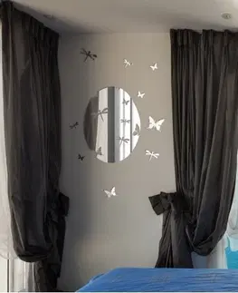 Kulatá a oválná zrcadla Nástěnné ozdobné zrcadlo s motýly