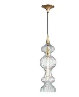 Designová závěsná svítidla HUDSON VALLEY závěsné svítidlo POMFRET ocel/sklo staromosaz/čirá E27 1x40W 1600-AGB-CL-CE