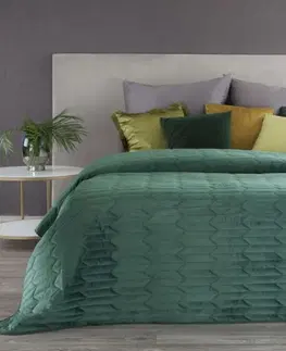 Francouzské přehozy na postel s potiskem Zelený sametový oboustranný prošívaný přehoz