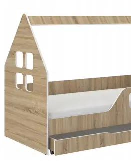 Dětské postele Dětský domeček na postel se šuplíkem 160 x 80 cm v provedení dub sonoma pravý