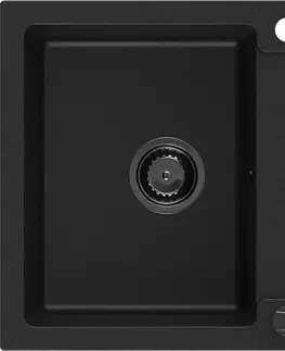 Sifony k pračkám MEXEN/S Matias granitový dřez 1.5 s odkapávačem 900 x 505 mm, černý, černý sifon 6502901505-77-B