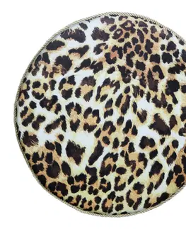 Dekorační polštáře Kulatý sametový podsedák s motivem leopardí kůže - Ø 40*3cm Mars & More DCZKLZ