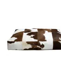 Stoličky Kožený sedací polštář z kravské kůže bílá/hnědá - 100*70*15cm Mars & More OMBXB100