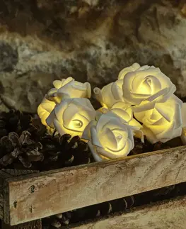 LED osvětlení na baterie DecoLED LED světelný řetěz na baterie, 10 teple bílých diod, 1,8 m, růže