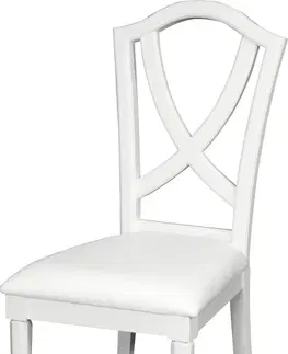 Luxusní jídelní židle Estila Provence jídelní židle Belliene v bílém provedení s tvarovanou opěrkou 105cm
