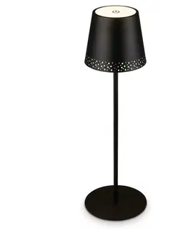 LED stolní lampy BRILONER LED nabíjecí stolní lampa 38 cm 2,6W 280lm černá IP44 BRILO 7438-015