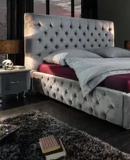 Designové postele LuxD 22859 Designová postel Laney 160x200 cm šedý samet