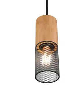 Svítidla pro 2fázový kolejnicový systém Trio Lighting Závěsné světlo Tosh DUOline s dřevěným detailem