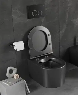 Záchody MEXEN/S Sofia Závěsná WC mísa včetně sedátka s slow-slim, z duroplastu, černá matná 30541085