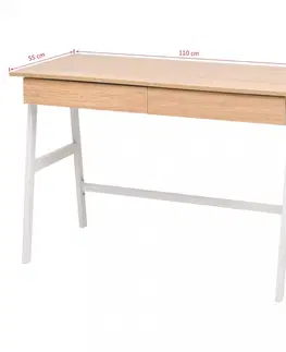 Pracovní stoly Psací stůl 110x55 cm dub / bílá Dekorhome
