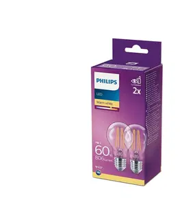 LED osvětlení Philips SADA 2x LED Žárovka Philips A60 E27/7W/230V 2700K 