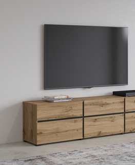 TV stolky Televizní stolek BONIFACIO 3D3S, dub wotan/černá