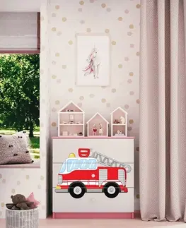 Dětský nábytek Kocot kids Komoda Babydreams 80 cm hasiči růžová