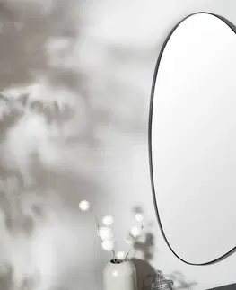 Luxusní a designová zrcadla Estila Moderní stylové atypické nástěnné zrcadlo Smialls v černém rámu 90cm