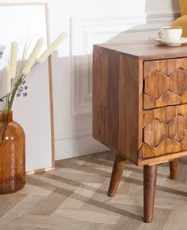 Designové a luxusní noční stolky Estila Nadčasový noční stolek Mozaika z masivního dřeva palisandr